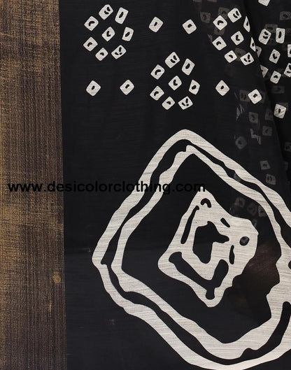 Black Cotton Bandhani Printed Saree | 1985S484