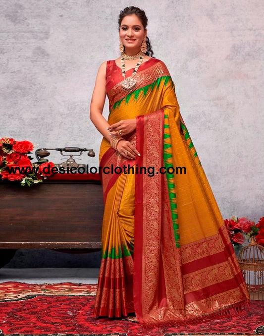 Red Silk Printed Saree