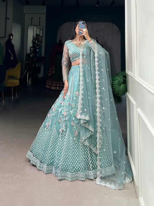 Product Image - Exquisite Pastel Blue Wedding Lehenga - 2025 Collection