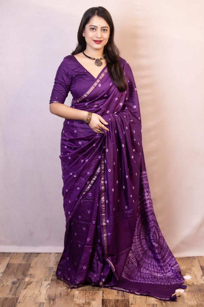 Product Image - Exquisite Pure Chanderi Hand Tie-Dye Bandhani Saree