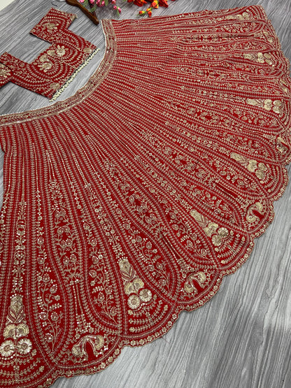 Product Image - Stunning Designer Lehenga Red