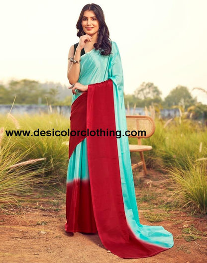 TurquoiseWeaving Chiffon Plain Ready To Wear