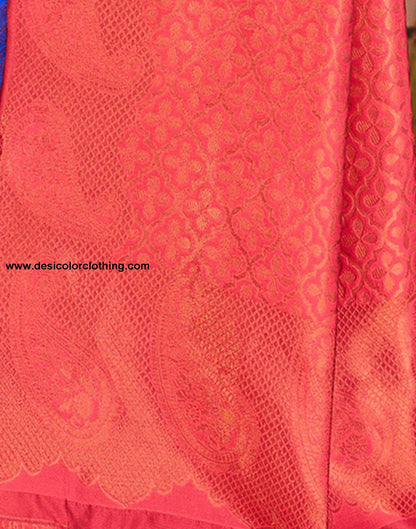 Royal Blue Jacquard Silk Saree