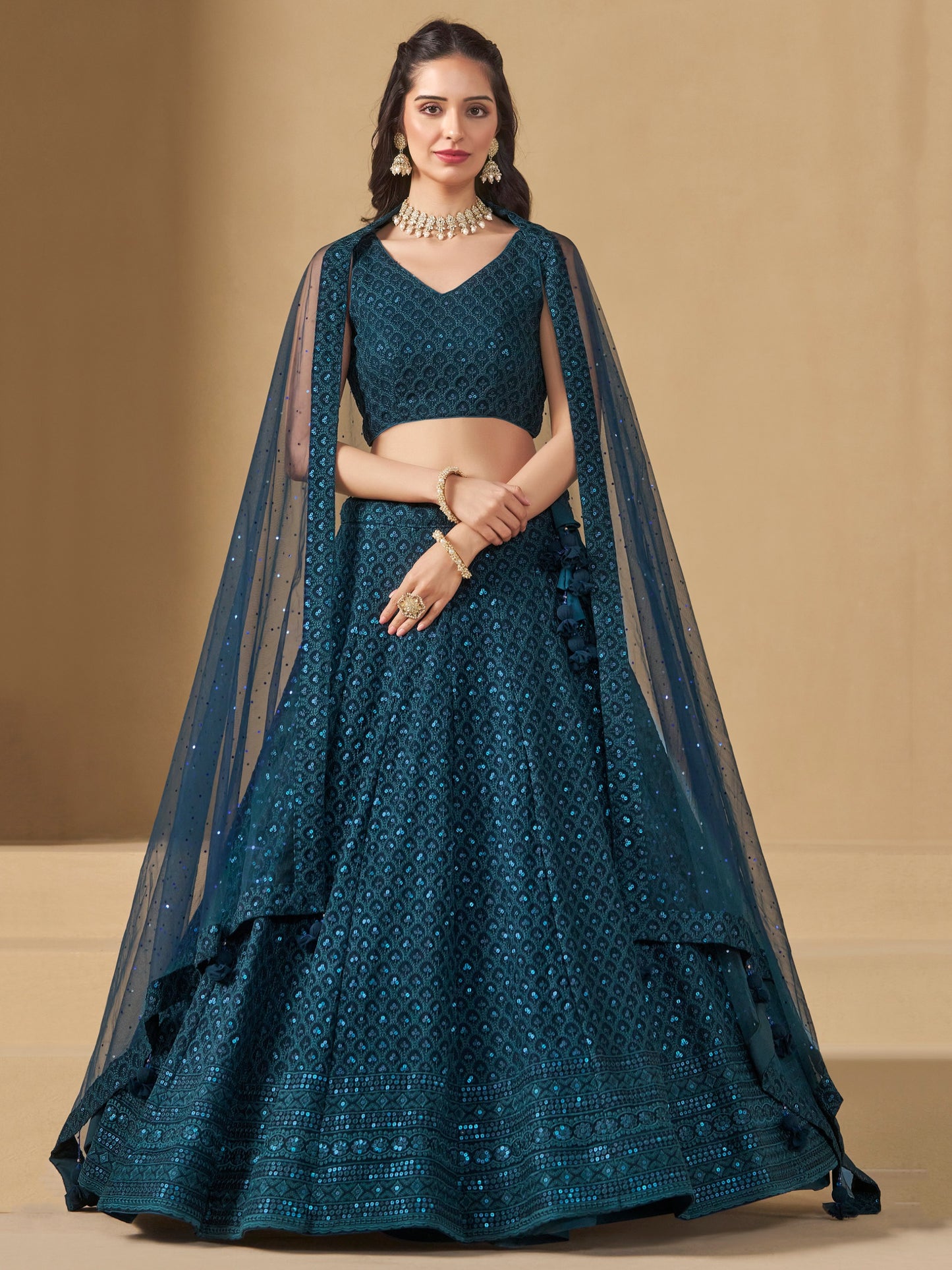 Product Image - Blue Georgette Bridesmaid Lehenga Choli
