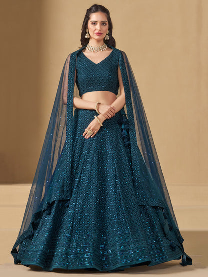 Product Image - Blue Georgette Bridesmaid Lehenga Choli