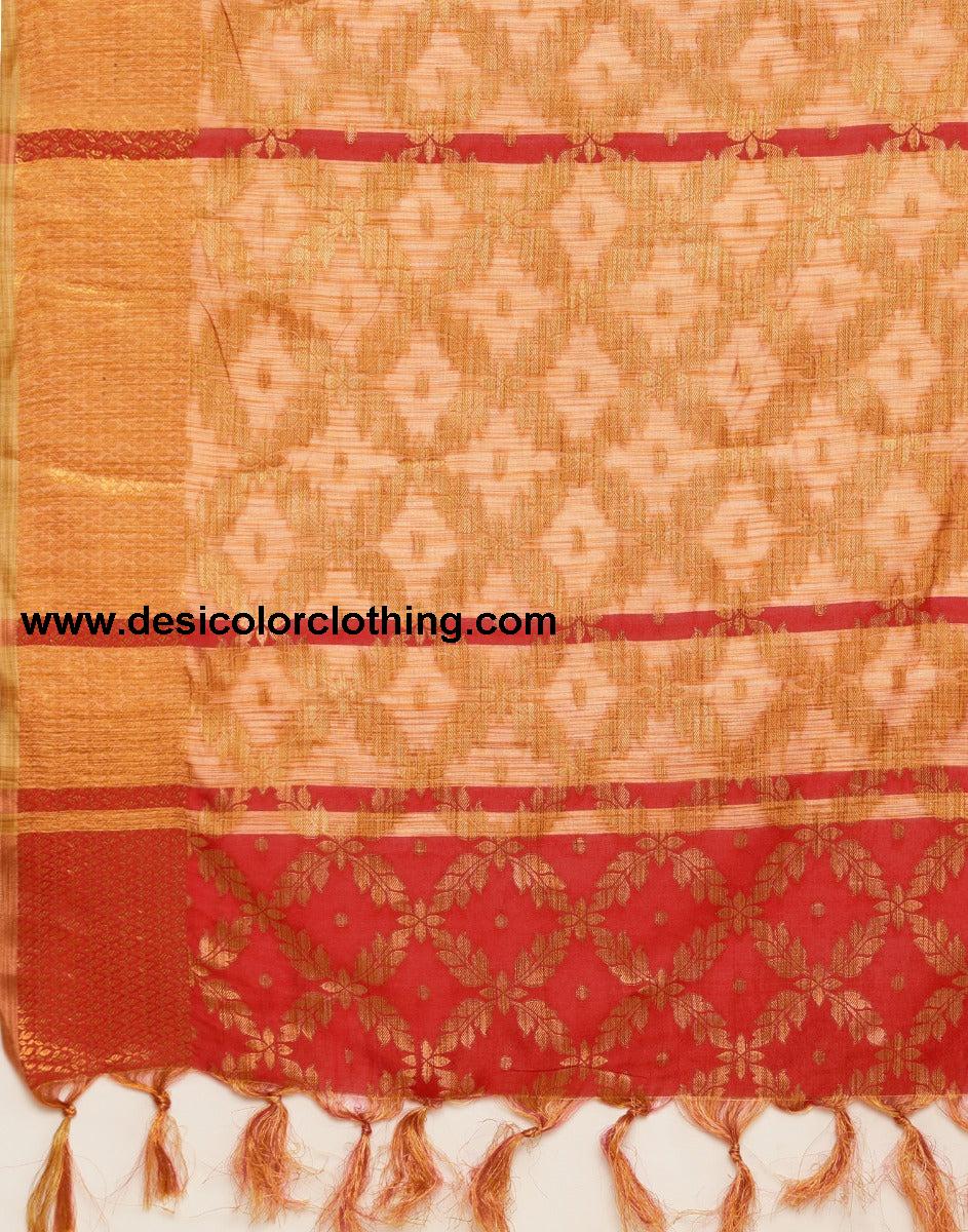 Red Coloured Banarasi Cotton Silk Saree
