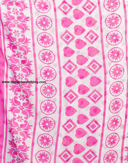 Pink Chiffon Printed Saree