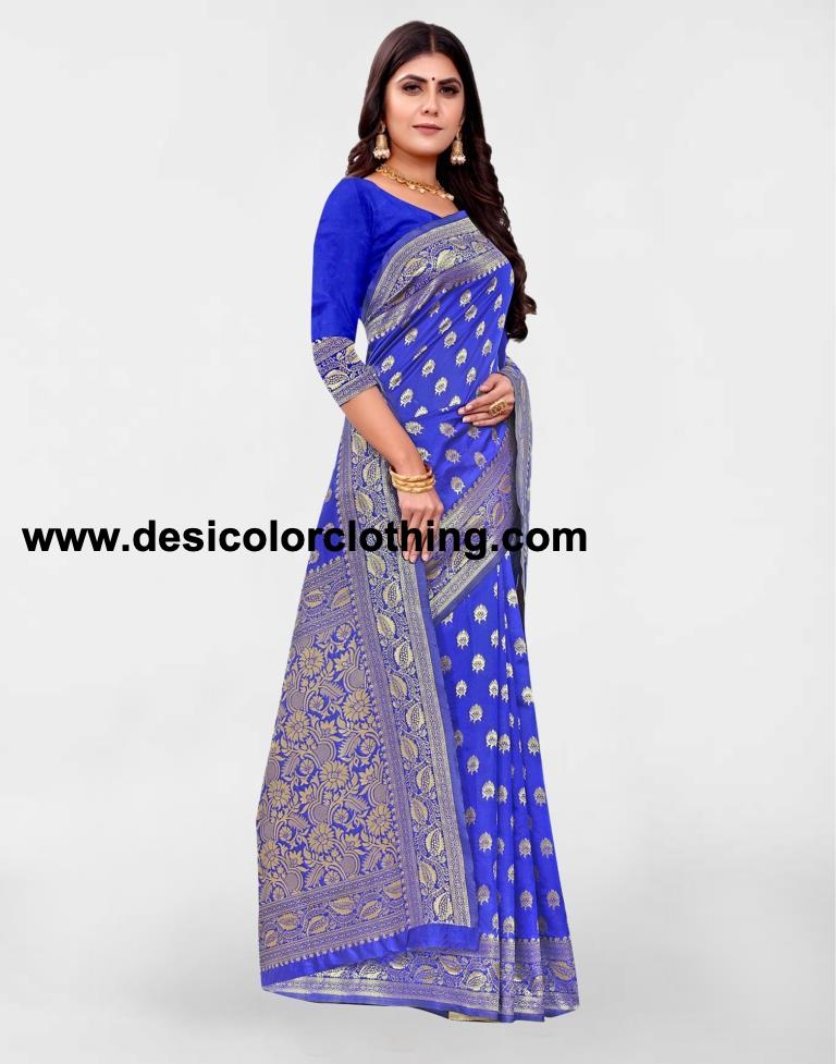 Royal Blue Jacquard Banarasi Silk Saree