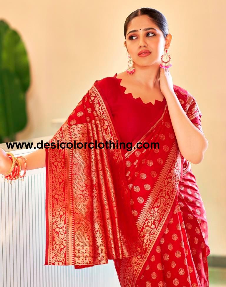 Red Silk Banarasi Saree