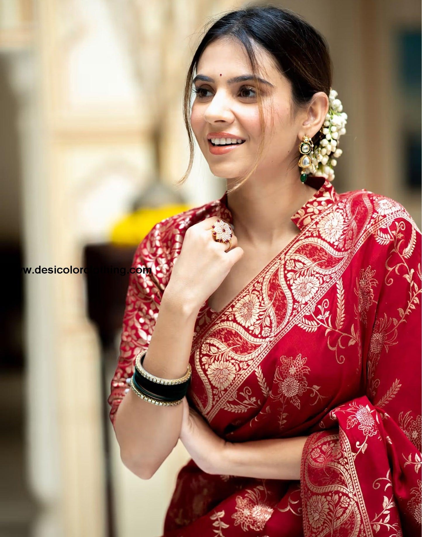 Red Silk Plain Saree