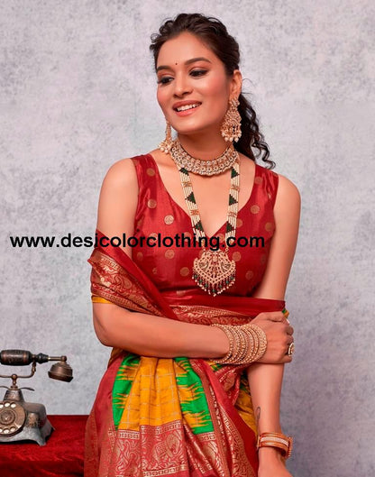 Red Silk Printed Saree