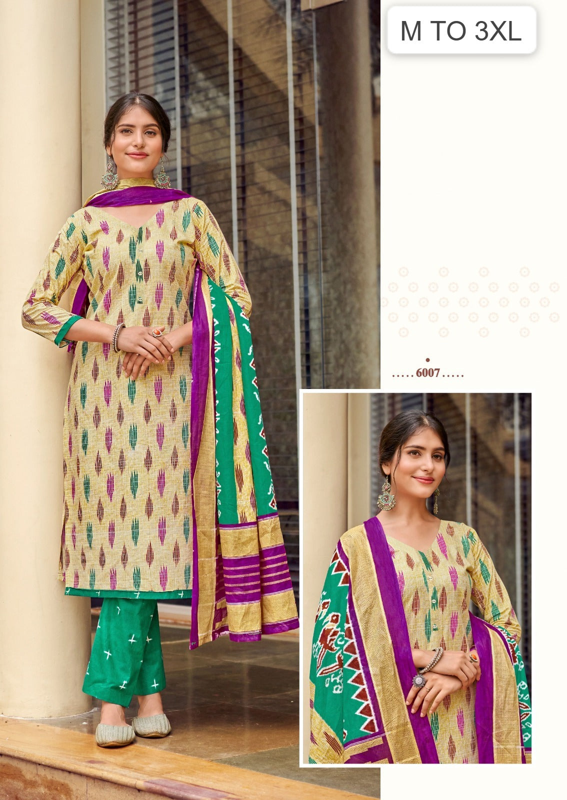 Product Image - Elegant Ikkat Readymade Cotton Kurti Pant with Dupatta
