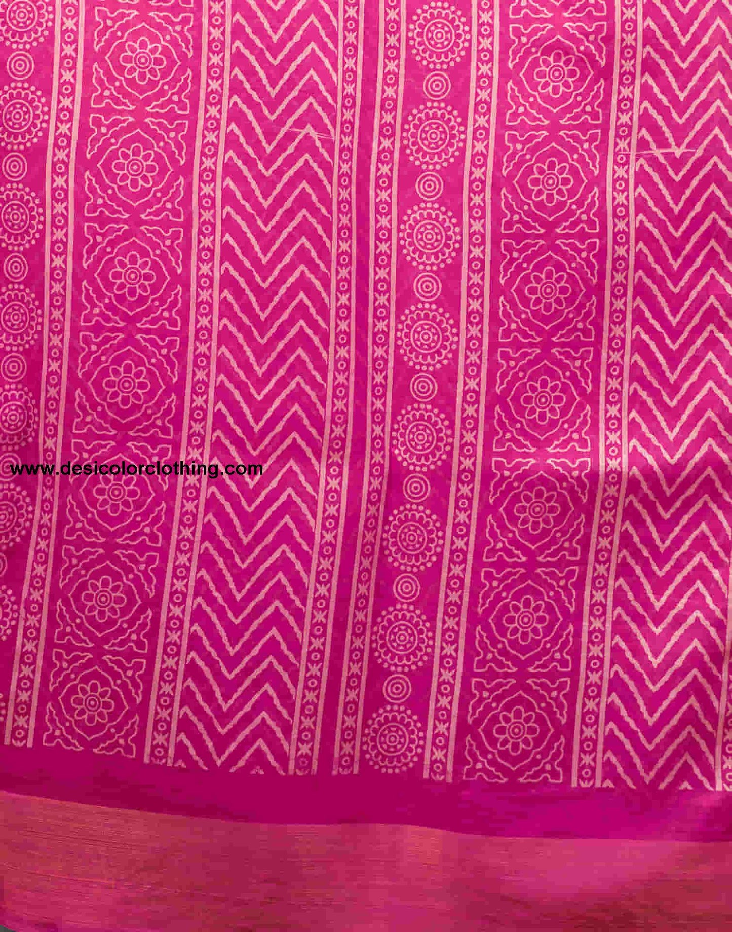 Rani Pink Cotton Printed Saree