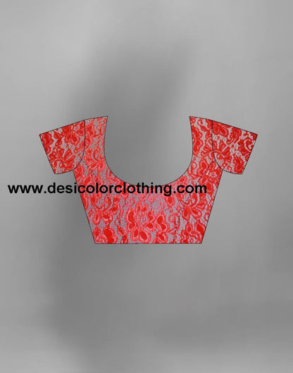Red Coloured Russell Net Partywear saree