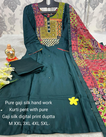 Product Image - Designer Gajji Silk 3-Piece Suit Set – Perfect for Weddings & Festivals