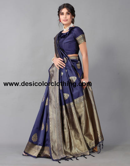 Dark Blue Silk Saree