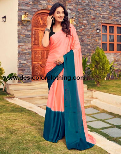 Peach Chiffon Plain Ready To Wear