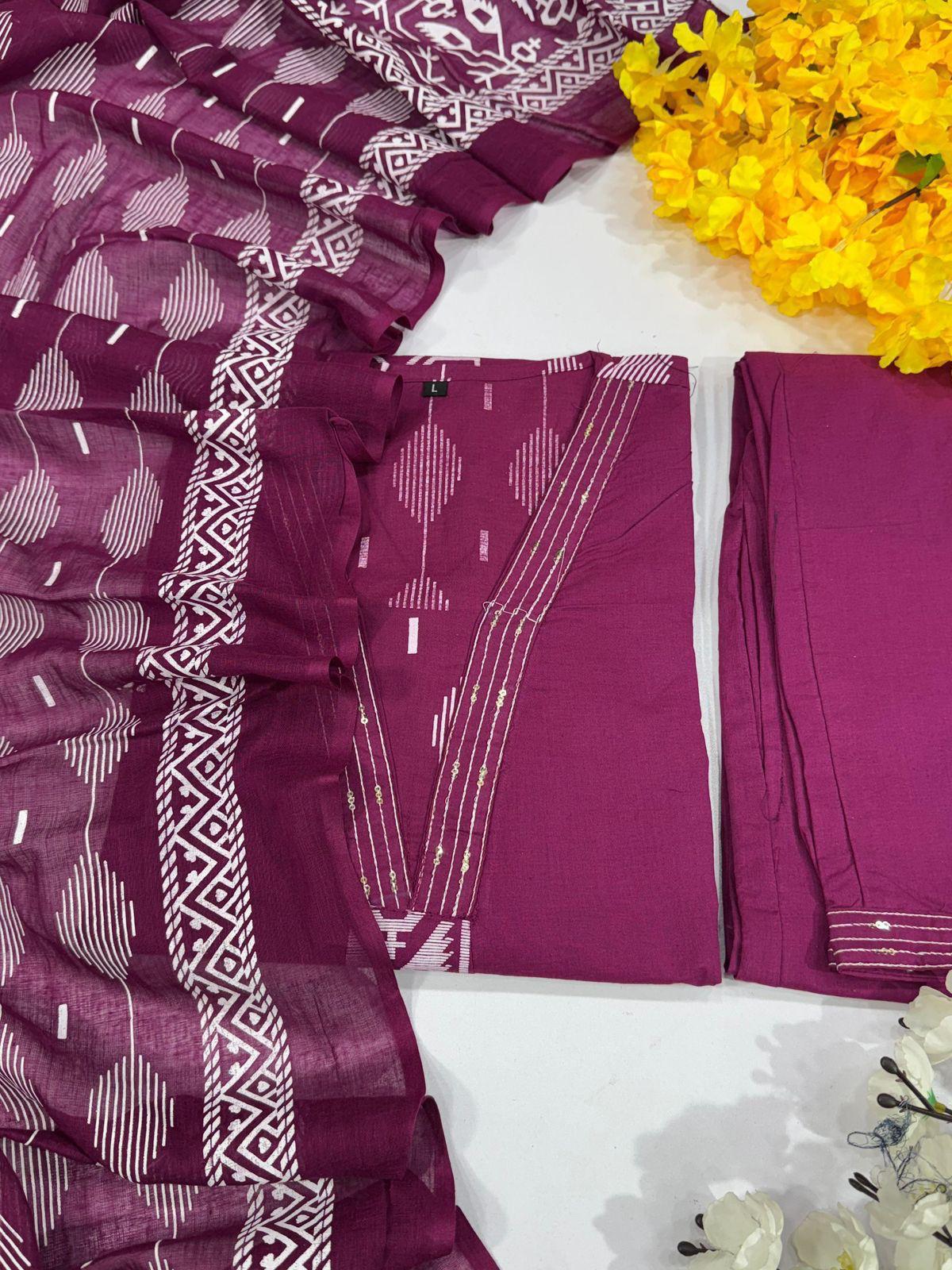 Product Image - Premium Cotton Ikkat Printed Designer Kurti 3pcs Set - Festive Wear & Wedding Outfits
