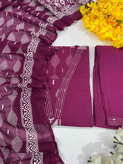 Product Image - Premium Cotton Ikkat Printed Designer Kurti 3pcs Set - Festive Wear & Wedding Outfits