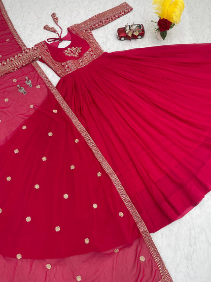 Product Image - Shree Ram Creation Festive Long Gown & Dupatta - Heavy Sequence Embroidery, Georgette Fabric