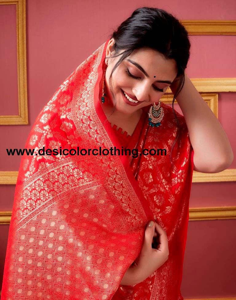 Red Banarasi Silk Saree