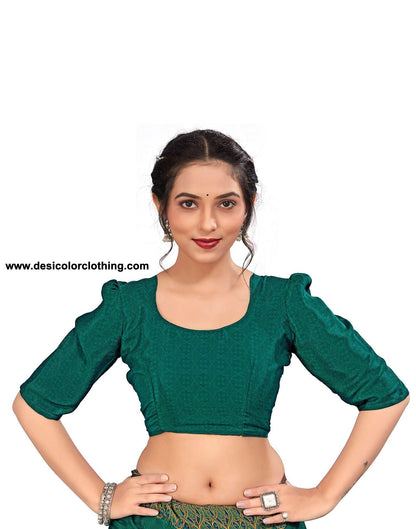 Rama Green Printed Silk Saree