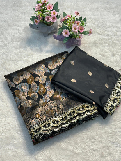 Product Image - Elegant Pure Soft Silk Saree with Embroidery