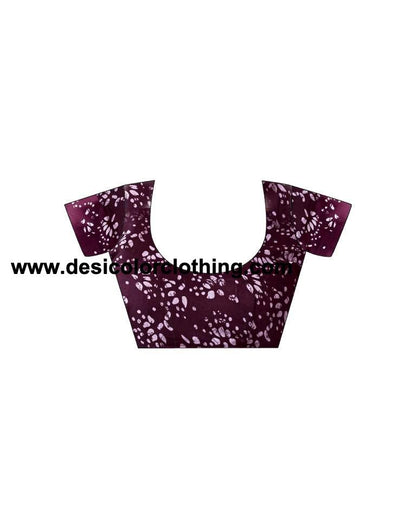 Purple  Cotton Printed Sarees