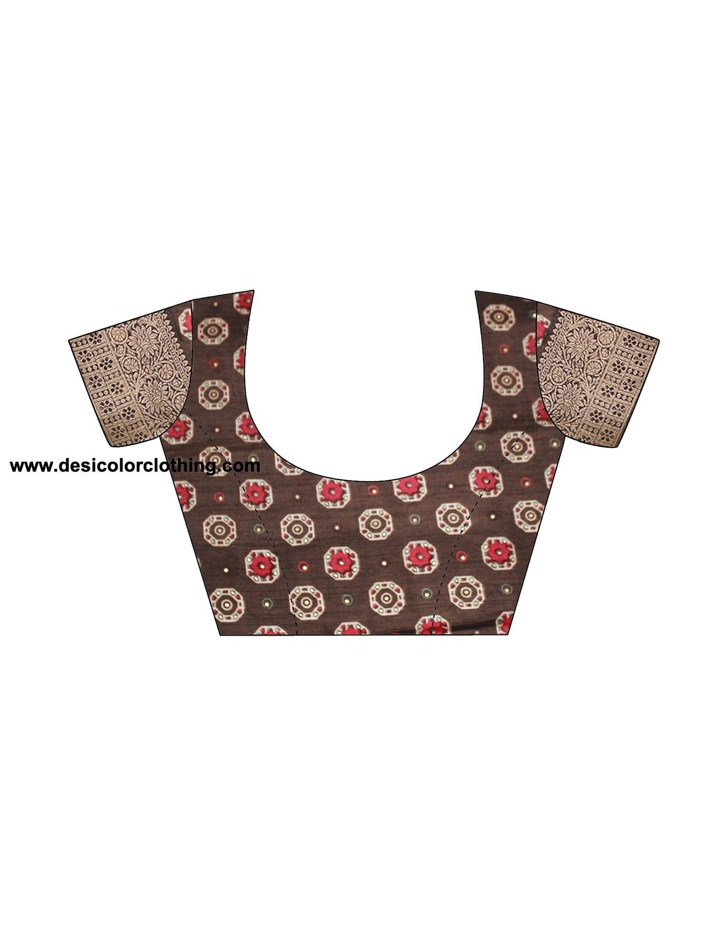 Brown Silk Printed Saree