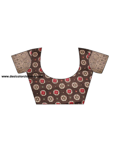 Brown Silk Printed Saree