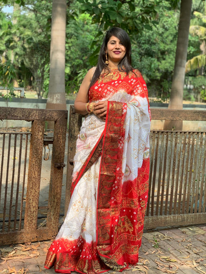 Product Image - Exquisite Pavitra BANDHEJ Pure ATS Silk Bandhej Saree | Festive Wear