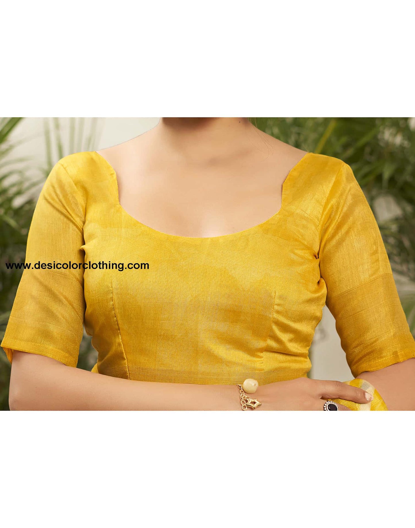 Yellow Cotton Printed Saree