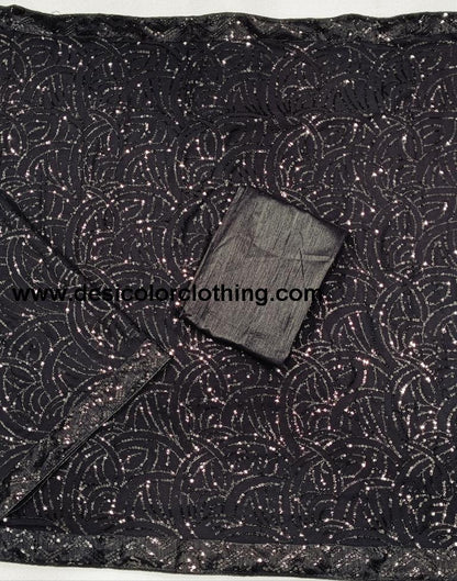 Black Plain Georgette Saree