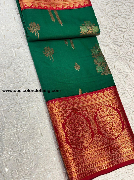 Semi Kanchi Saree with Free Shipping - Red