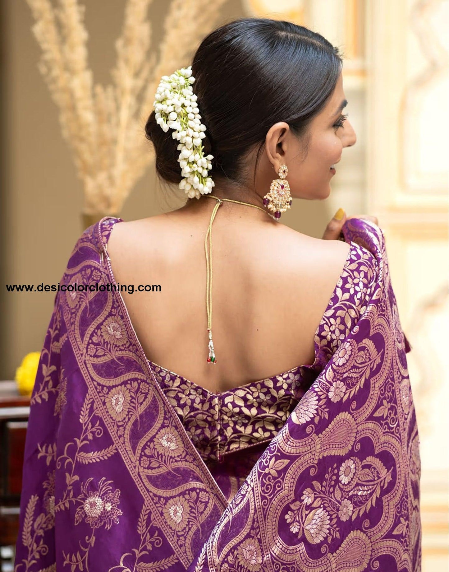 Purple Silk Plain Saree