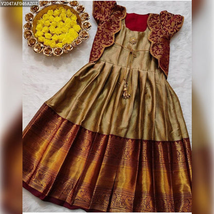 Product Image - Designer Zari Weaving Gown with Koti | Festive Wear Gown for All Ages