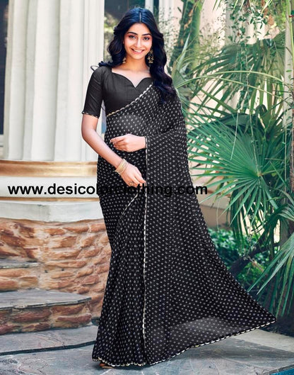 Black Georgette Printed Saree