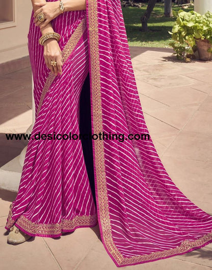 Pink Georgette Saree