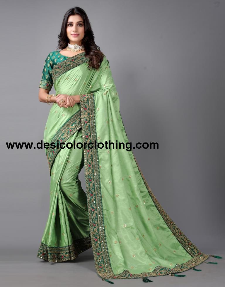 Pista Green Silk Saree | 2244S182