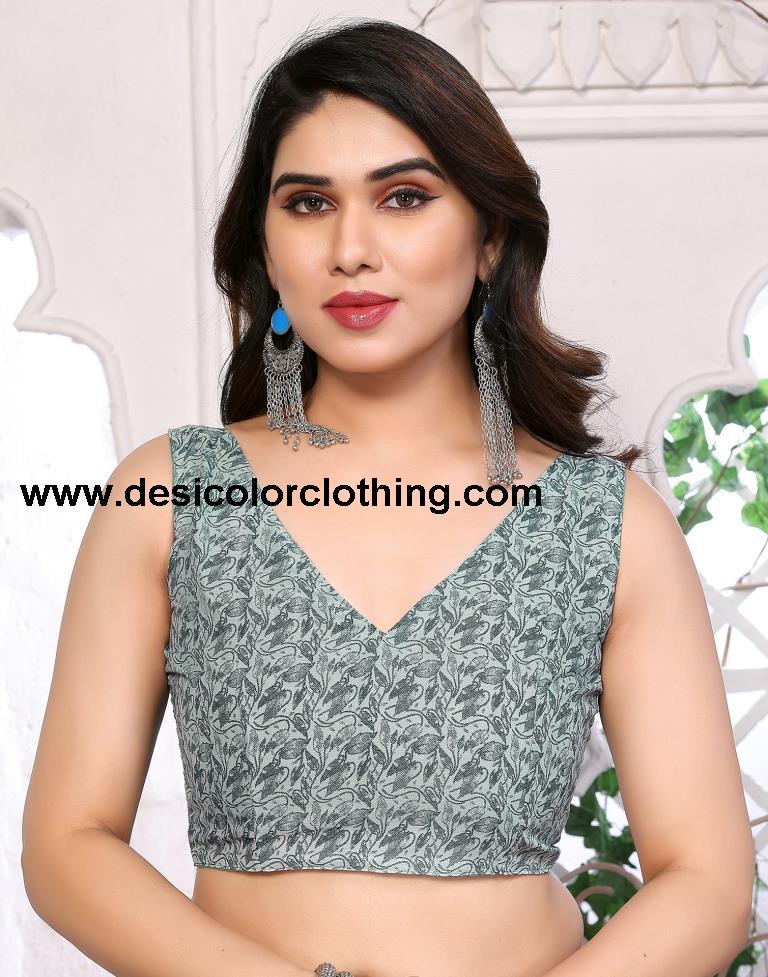Sea Green Georgette Floral Printed Saree
