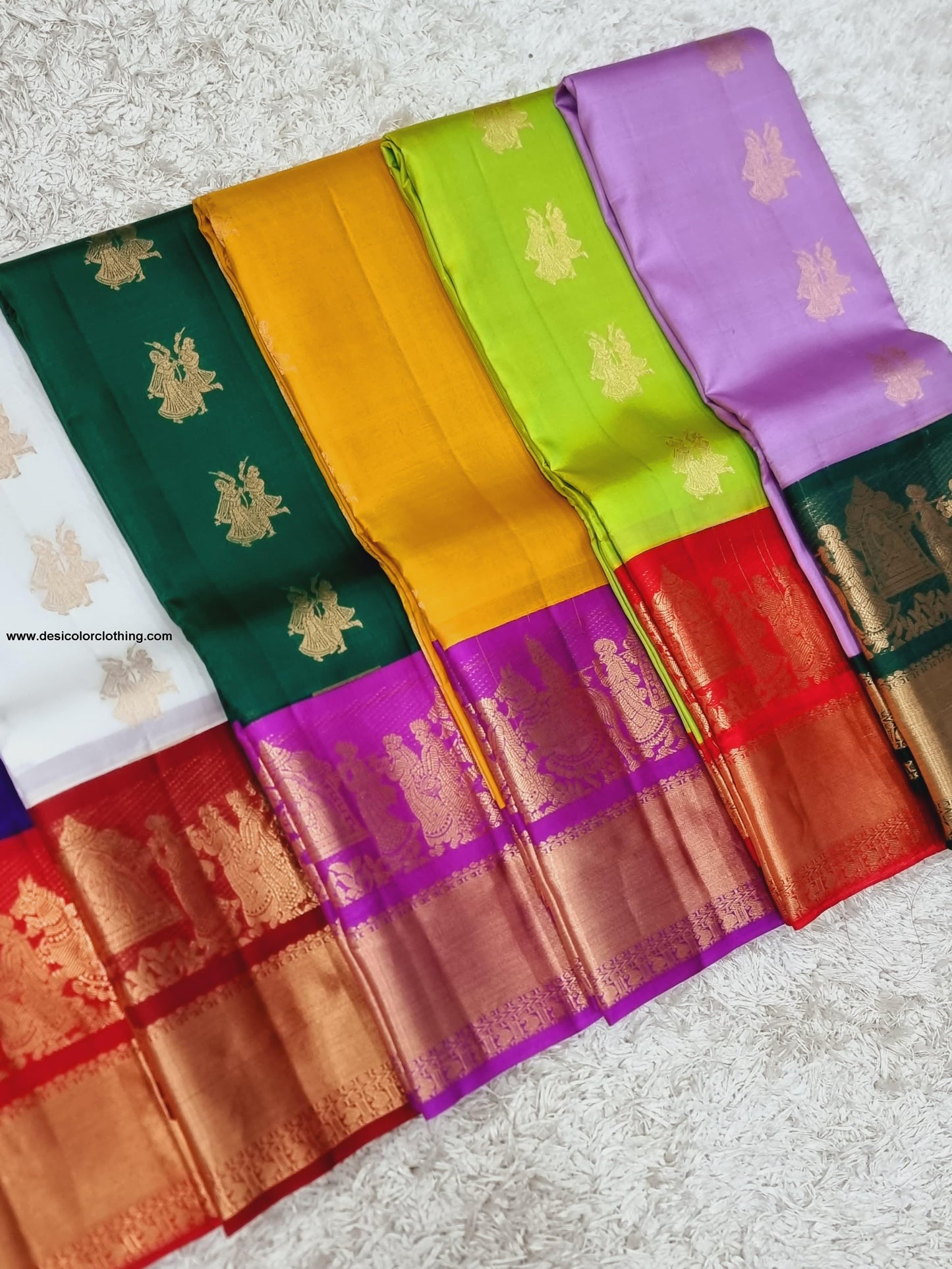 Kanchipuram 100% Pure Handwoven 1G Gold Zari Korvai Silk Saree with Big Border