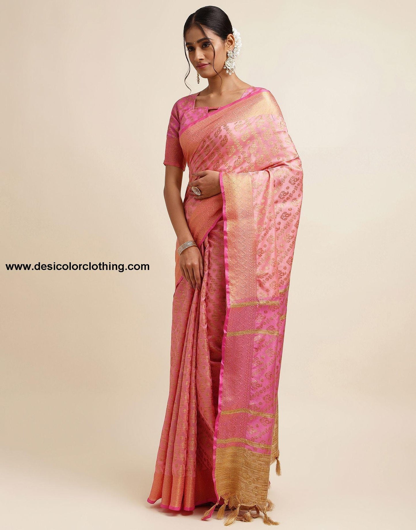 Rose Pink Silk Saree