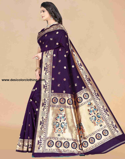 Purple Silk Plain Saree