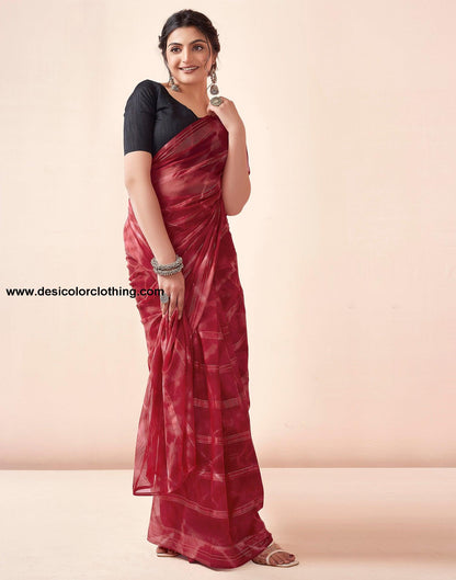 Red Georgette Printed Ready to Wear Saree
