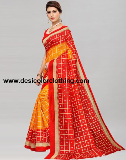 Red Bandhani Printed Silk Saree | 1159S88