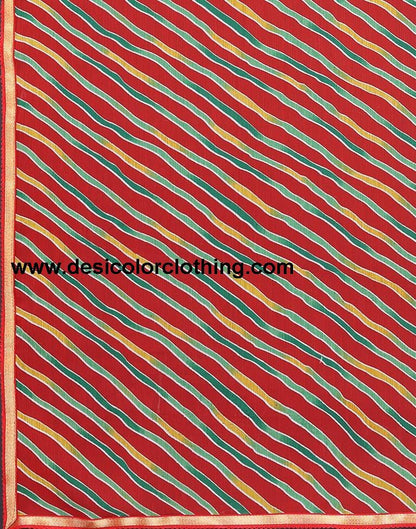 Red Chiffon Leheriya Printed Saree