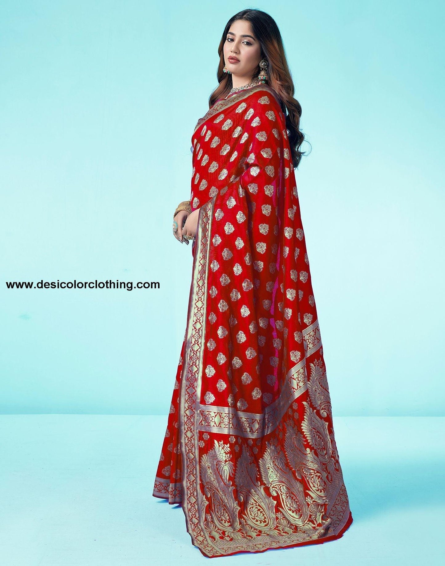Red Jacquard Silk Saree