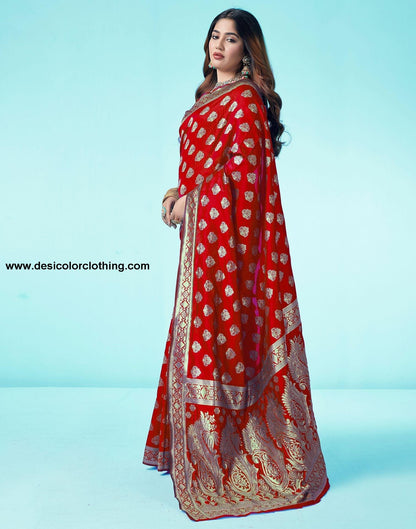 Red Jacquard Silk Saree