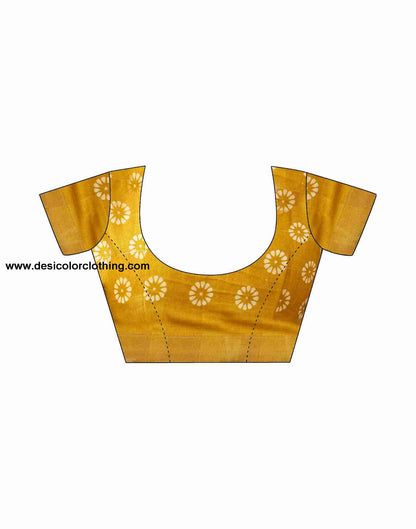 Yellow Cotton Printed Saree