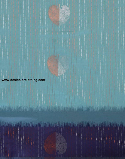 Blue Banarasi Silk Woven Saree
